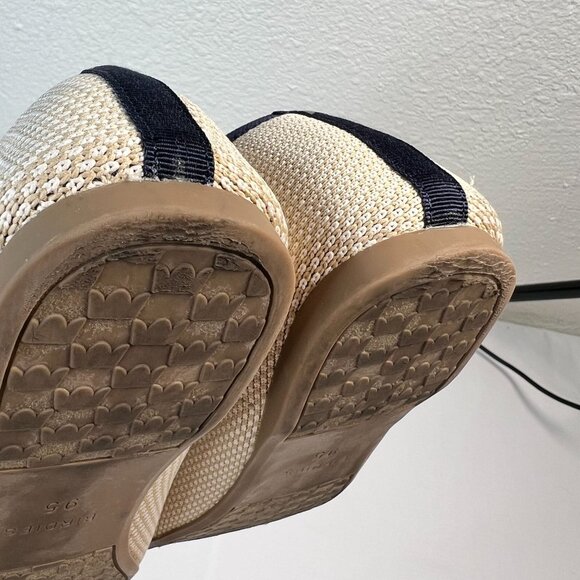 Birdies The Blackbird Pointed Toe Flats Woven Slip On Loafer Eggshell Navy 9.5 - Picture 12 of 15